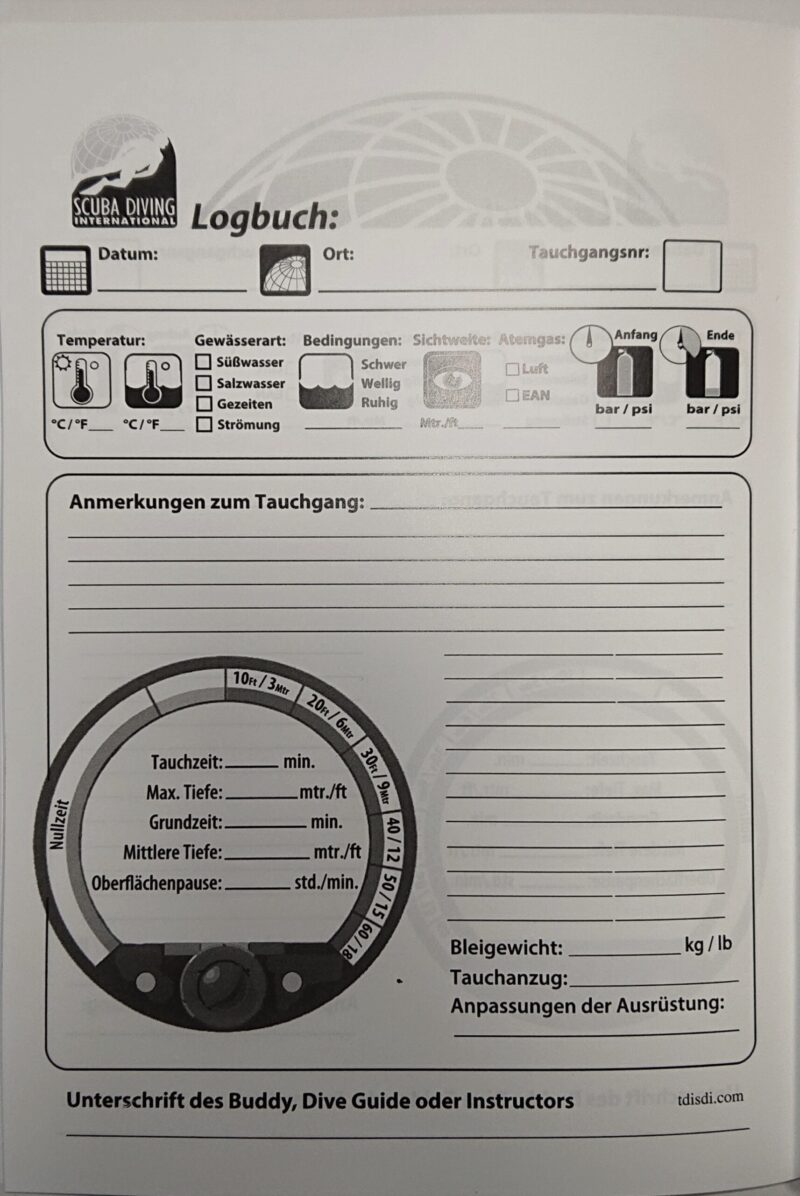 Taucher Logbuch SDI Standard 65 TG DIN A5 – Bild 2