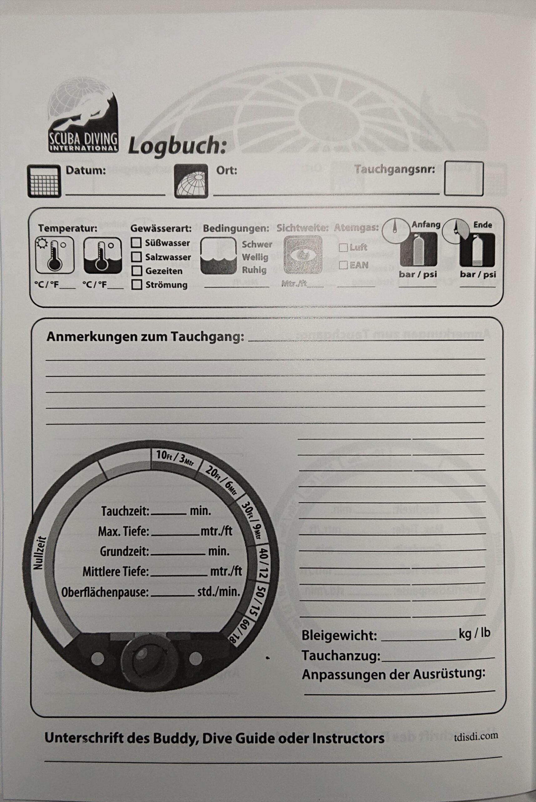 Taucher Logbuch SDI Standard 65 TG DIN A5 – Bild 2